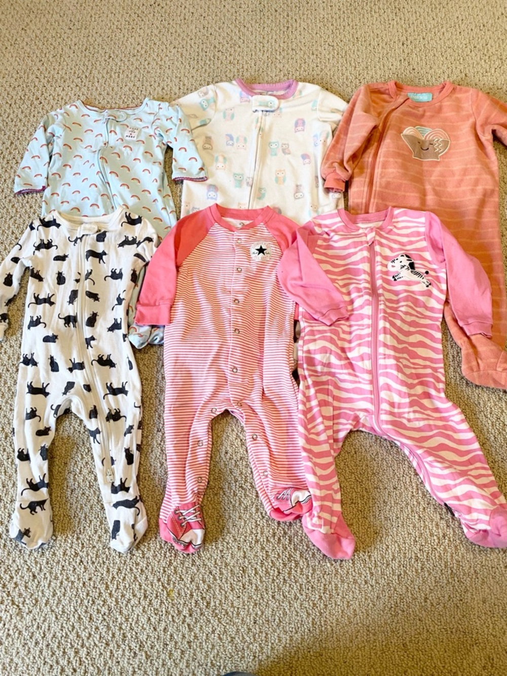 Baby Girl Sleeper Lot 3-6 month Tuffy Peekle Joe Fresh Carters Clothing Bundle